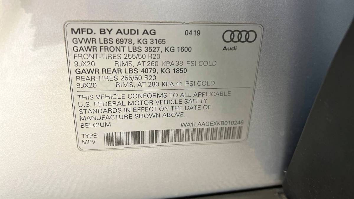 2019 Audi e-tron WA1LAAGEXKB010246