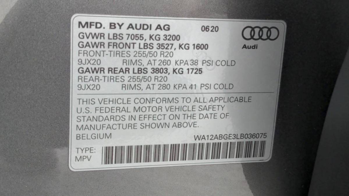 2020 Audi e-tron WA12ABGE3LB036075
