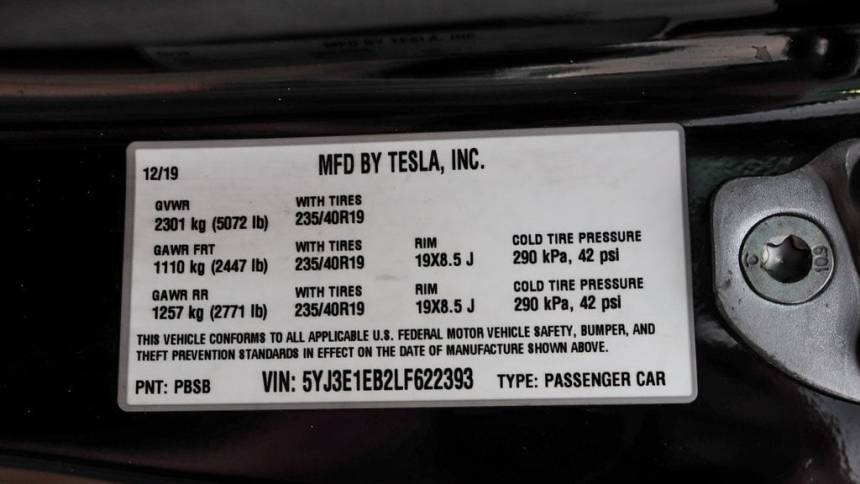 2020 Tesla Model 3 5YJ3E1EB2LF622393