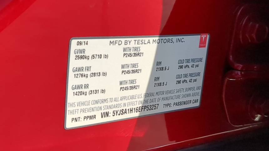 2014 Tesla Model S 5YJSA1H16EFP53257
