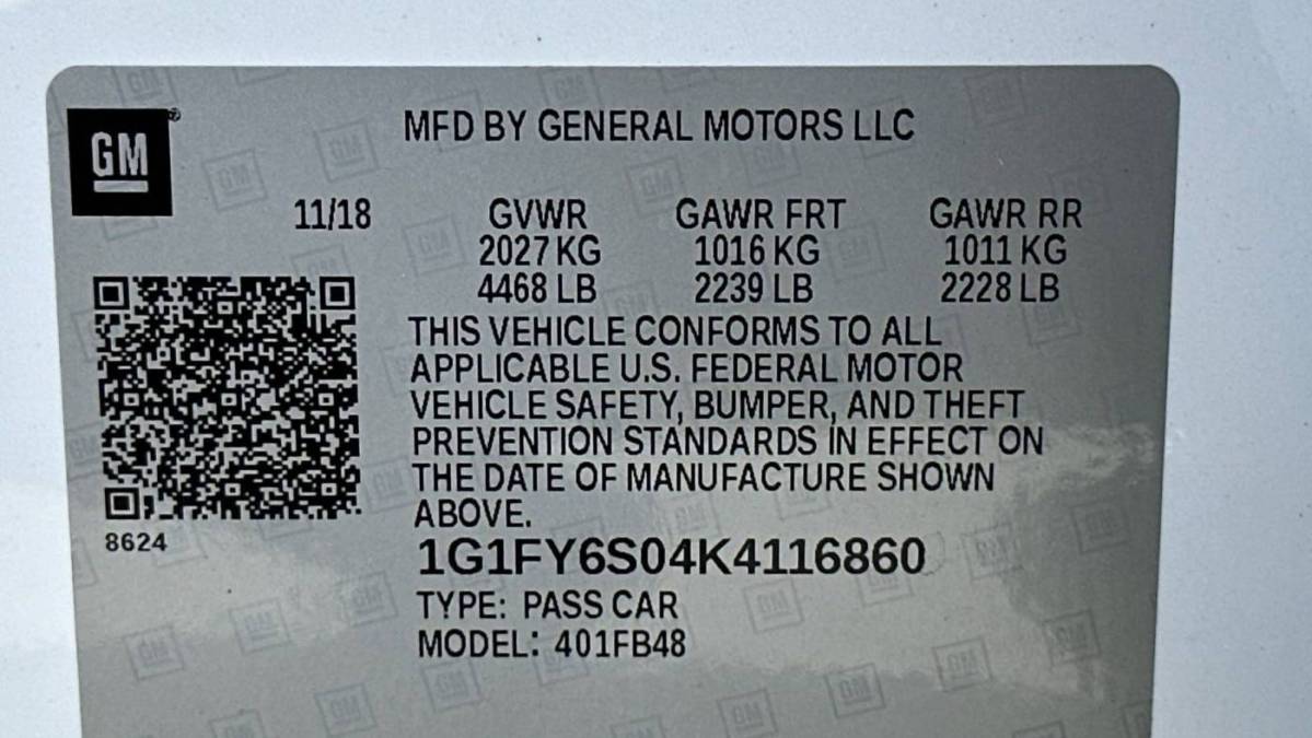 2019 Chevrolet Bolt 1G1FY6S04K4116860