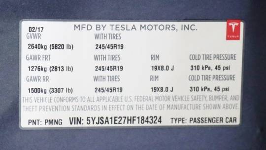 2017 Tesla Model S 5YJSA1E27HF184324