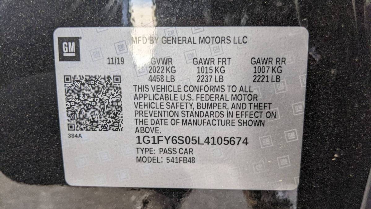 2020 Chevrolet Bolt 1G1FY6S05L4105674