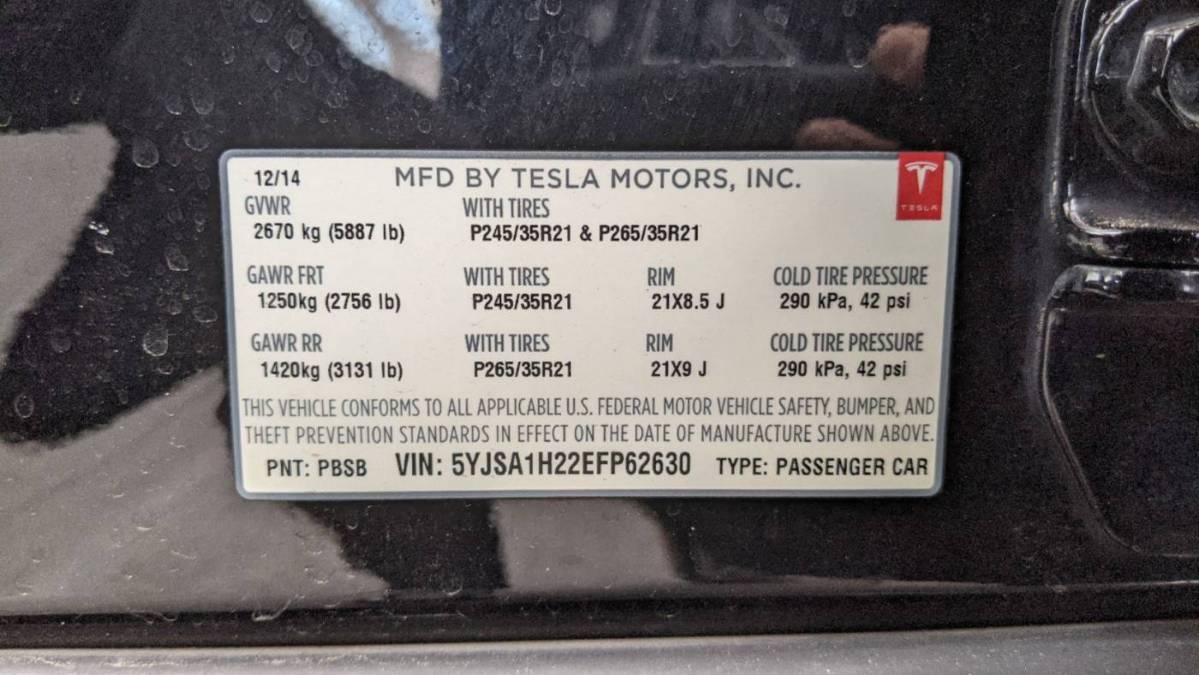 2014 Tesla Model S 5YJSA1H22EFP62630