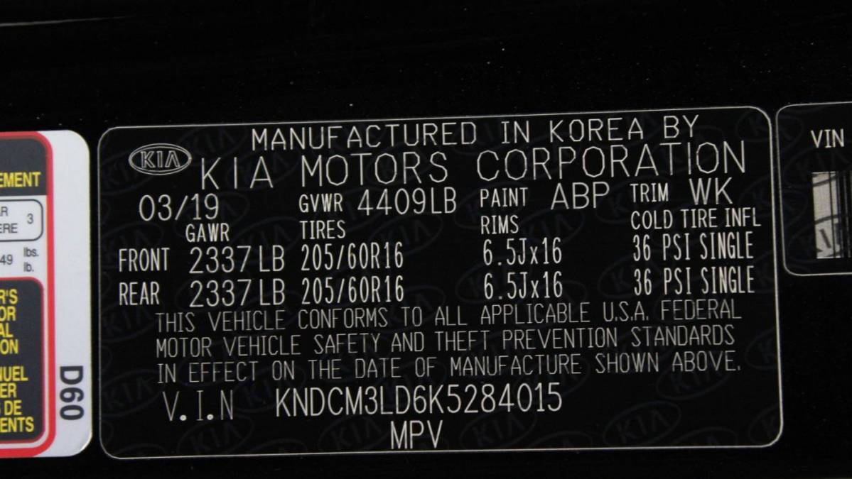 2019 Kia Niro KNDCM3LD6K5284015