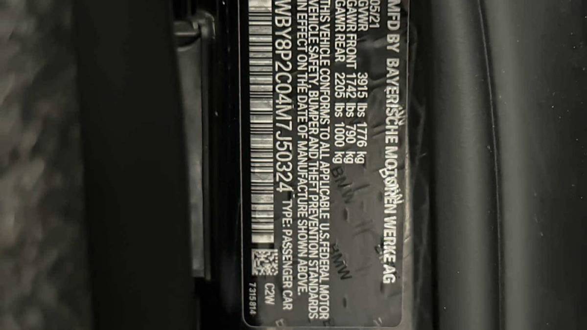 2021 BMW i3 WBY8P2C04M7J50324