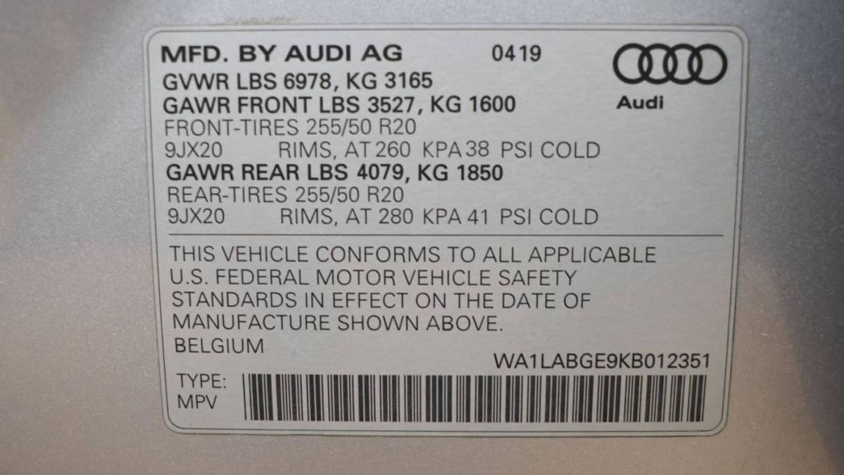 2019 Audi e-tron WA1LABGE9KB012351