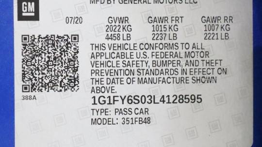 2020 Chevrolet Bolt 1G1FY6S03L4128595