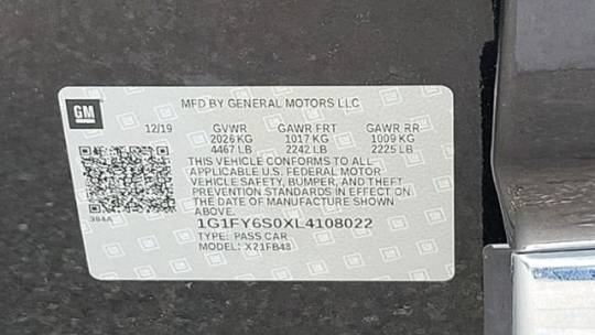 2020 Chevrolet Bolt 1G1FY6S0XL4108022