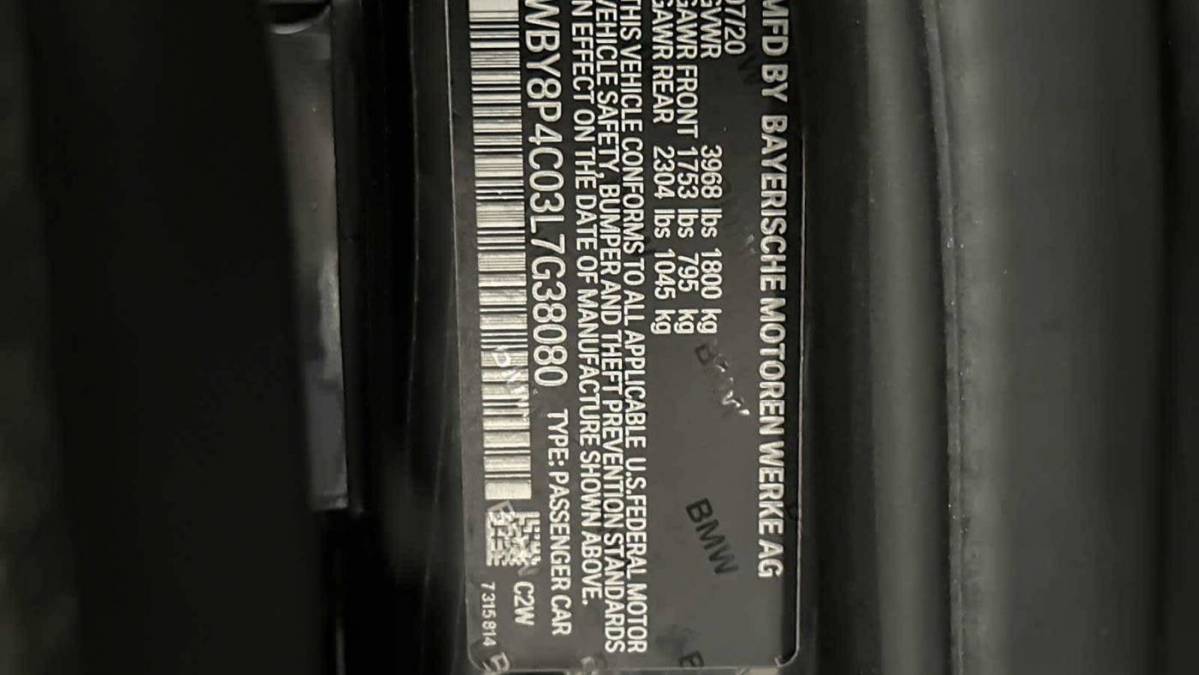 2020 BMW i3 WBY8P4C03L7G38080