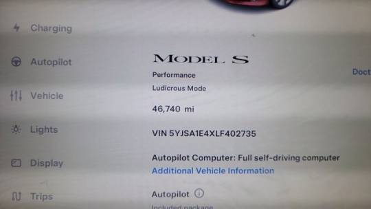 2020 Tesla Model S 5YJSA1E4XLF402735