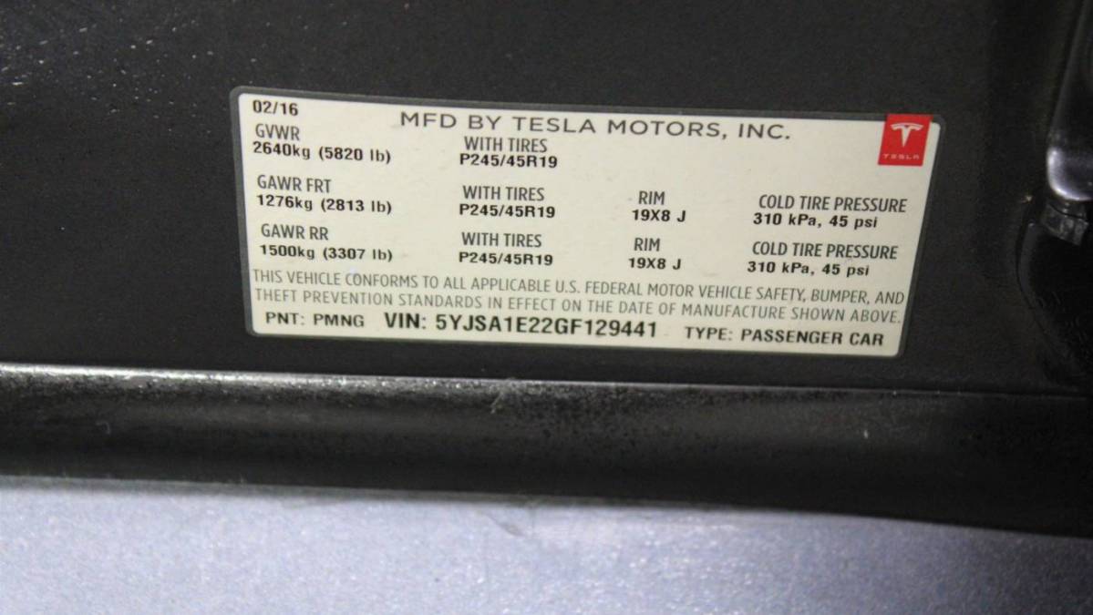 2016 Tesla Model S 5YJSA1E22GF129441