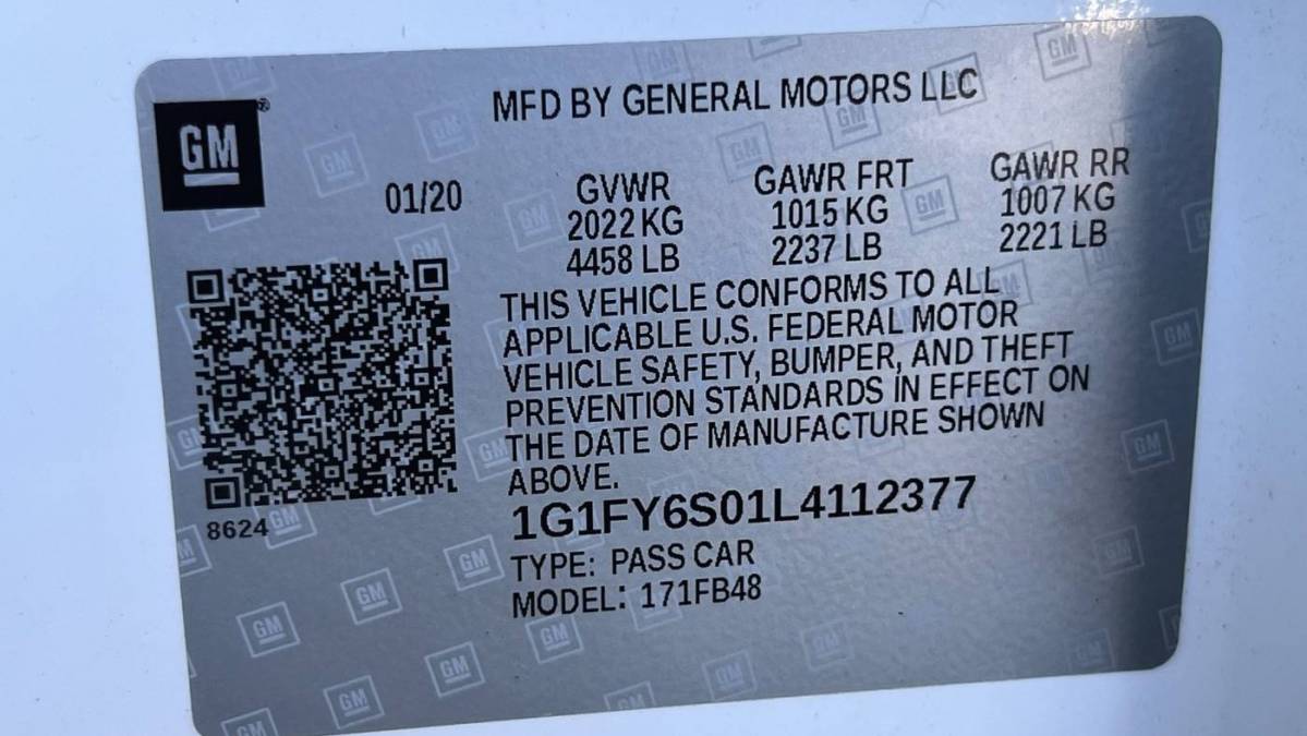 2020 Chevrolet Bolt 1G1FY6S01L4112377