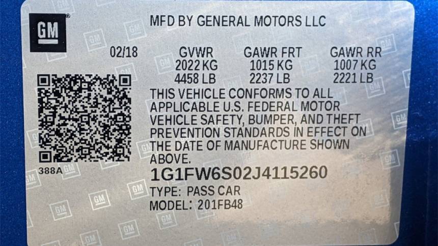 2018 Chevrolet Bolt 1G1FW6S02J4115260