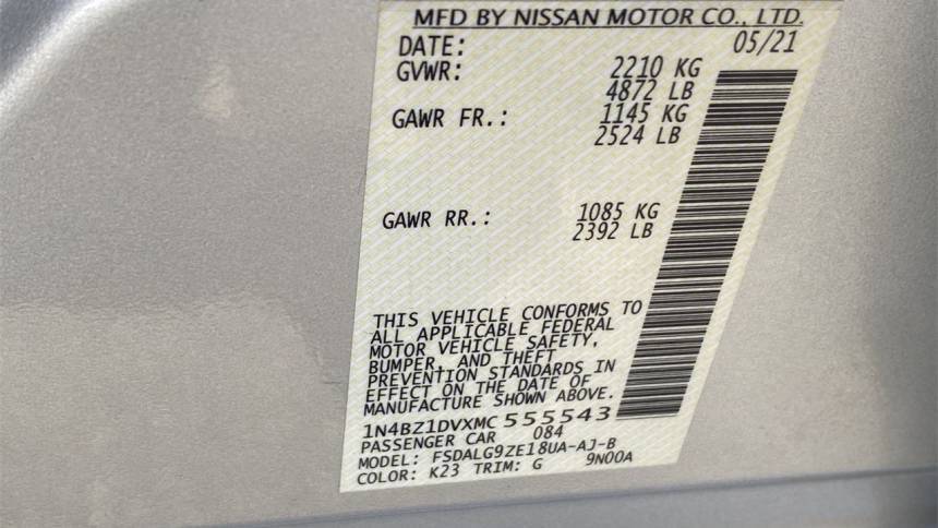 2021 Nissan LEAF 1N4BZ1DVXMC555543