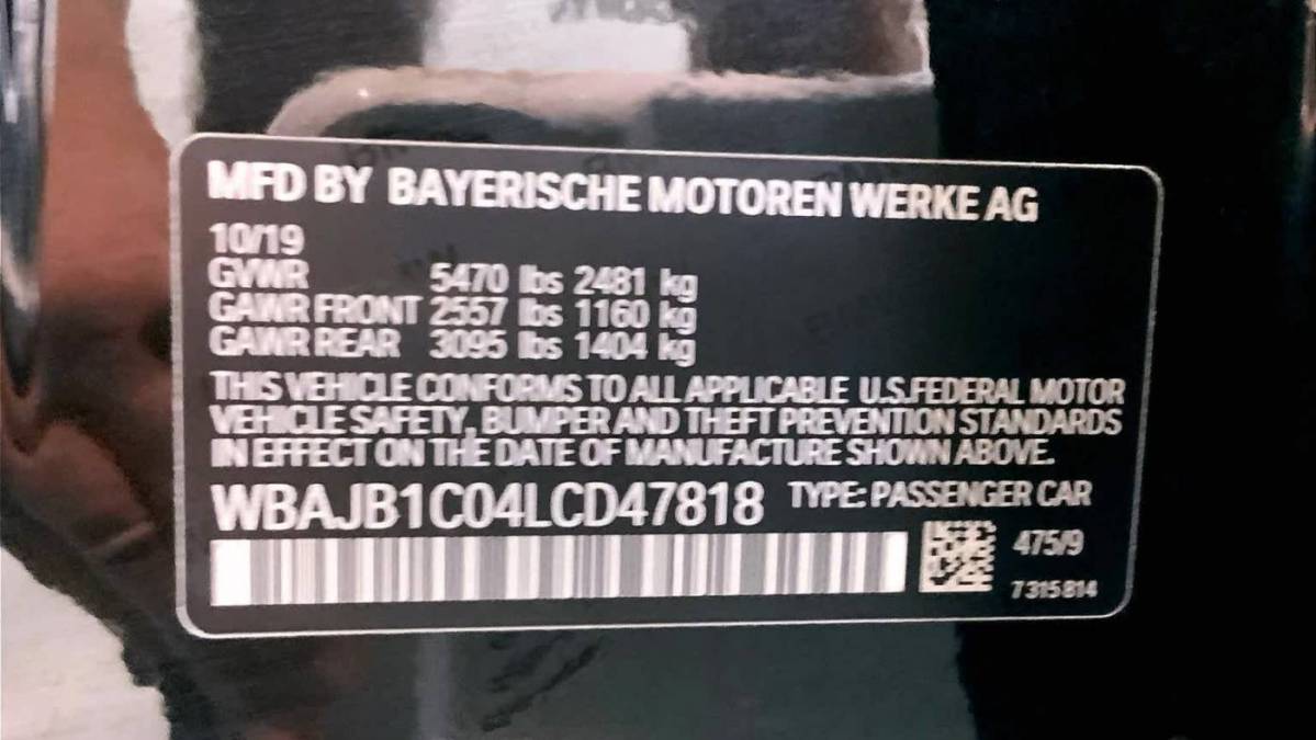 2020 BMW 5 Series WBAJB1C04LCD47818