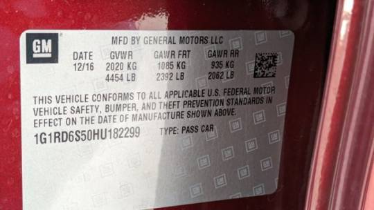 2017 Chevrolet VOLT 1G1RD6S50HU182299