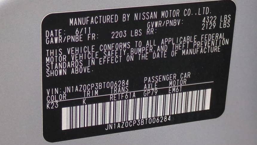 2011 Nissan LEAF JN1AZ0CP3BT006284
