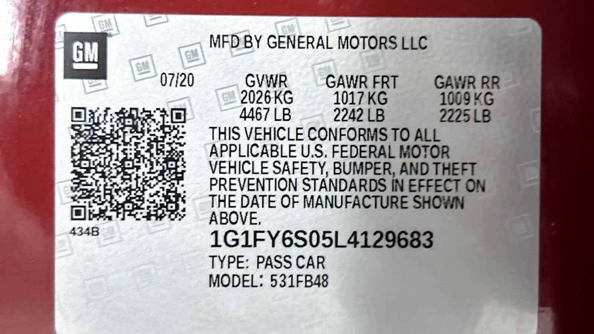 2020 Chevrolet Bolt 1G1FY6S05L4129683