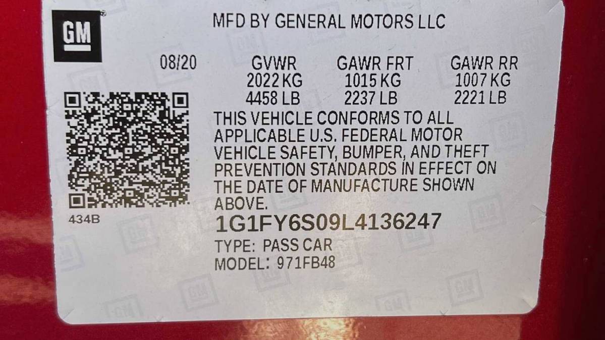 2020 Chevrolet Bolt 1G1FY6S09L4136247
