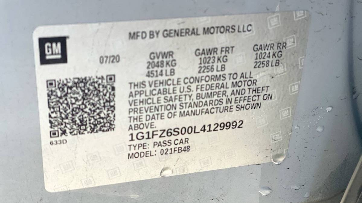 2020 Chevrolet Bolt 1G1FZ6S00L4129992