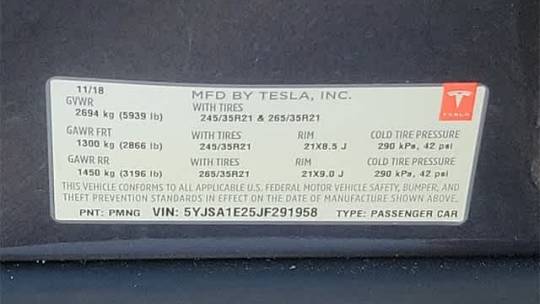 2018 Tesla Model S 5YJSA1E25JF291958