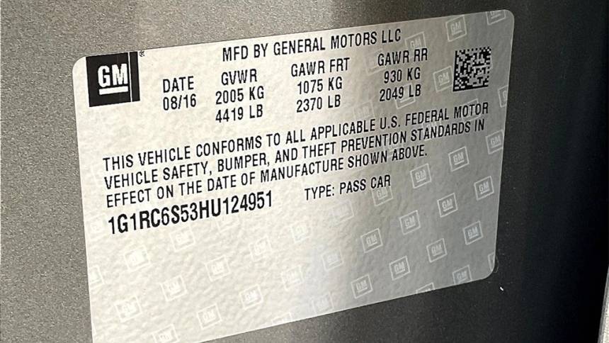 2017 Chevrolet VOLT 1G1RC6S53HU124951