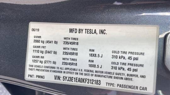 2019 Tesla Model 3 5YJ3E1EA0KF312183