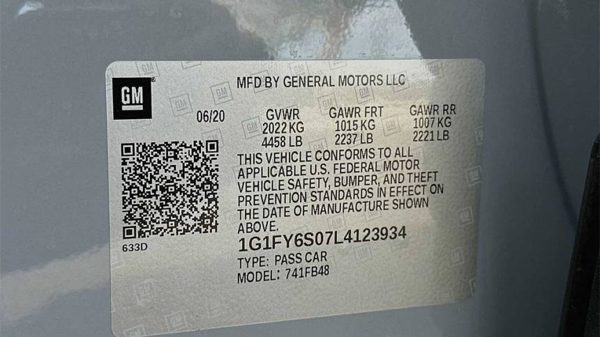 2020 Chevrolet Bolt 1G1FY6S07L4123934