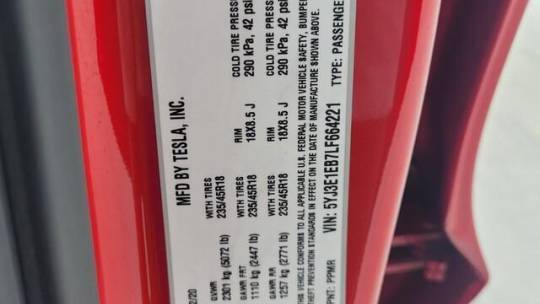 2020 Tesla Model 3 5YJ3E1EB7LF664221