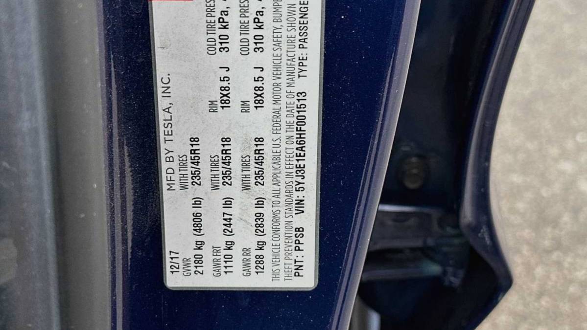 2017 Tesla Model 3 5YJ3E1EA6HF001513