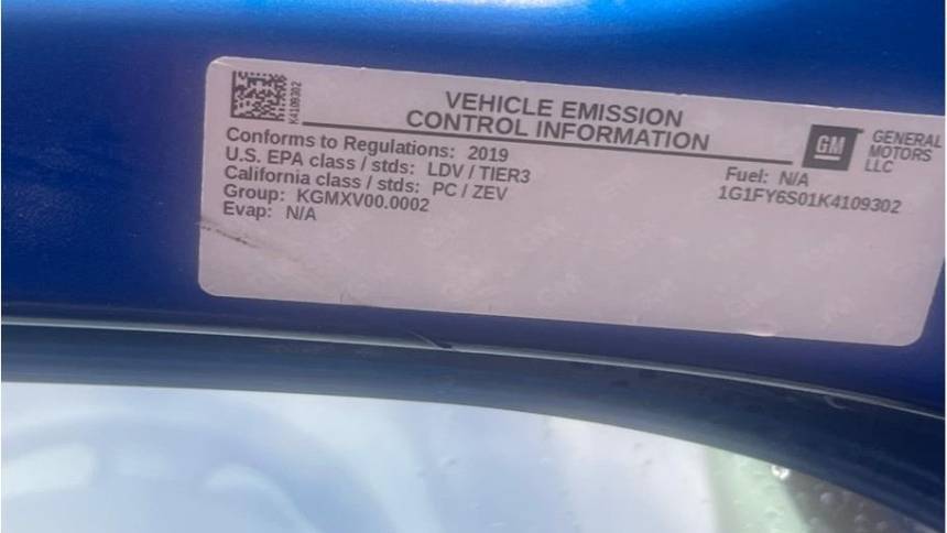 2019 Chevrolet Bolt 1G1FY6S01K4109302