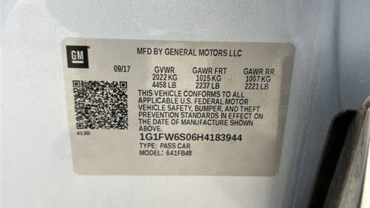 2017 Chevrolet Bolt 1G1FW6S06H4183944