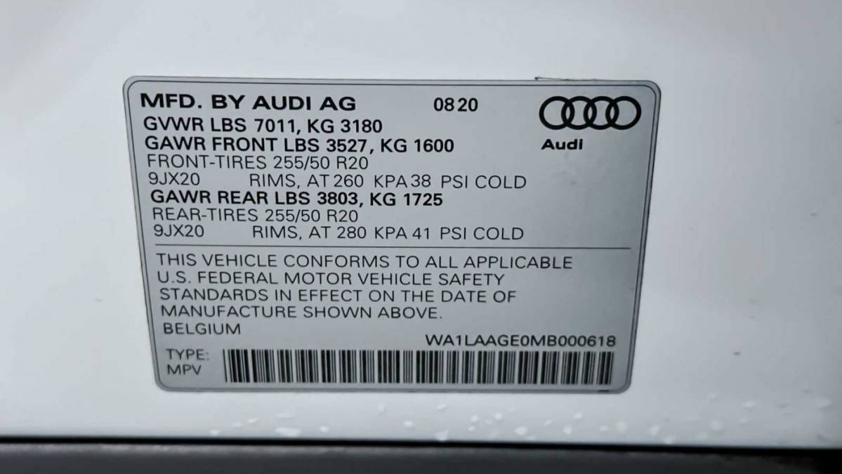 2021 Audi e-tron WA1LAAGE0MB000618