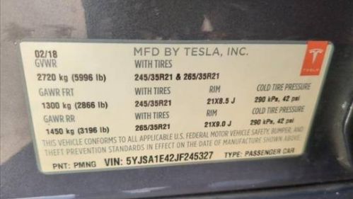 2018 Tesla Model S 5YJSA1E42JF245327