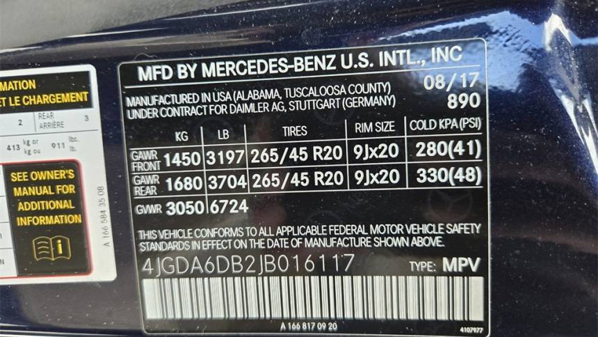 2018 Mercedes GLE 550e 4Matic 4JGDA6DB2JB016117