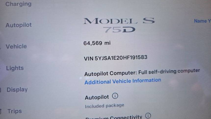 2017 Tesla Model S 5YJSA1E20HF191583