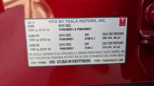 2014 Tesla Model S 5YJSA1H10EFP39595