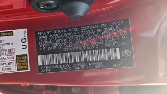 2020 Toyota Prius Prime JTDKARFP7L3156313