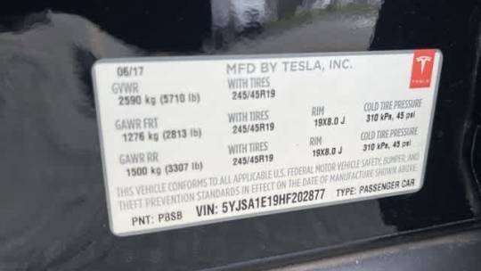 2017 Tesla Model S 5YJSA1E19HF202877