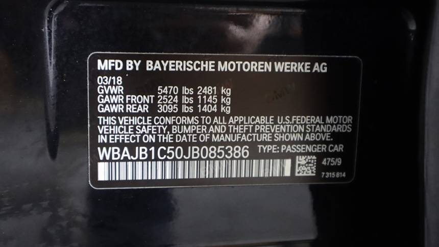 2018 BMW 5 Series WBAJB1C50JB085386