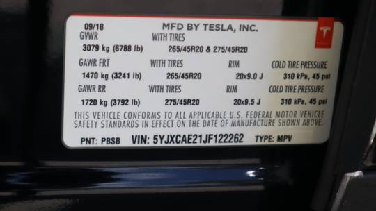2018 Tesla Model X 5YJXCAE21JF122262