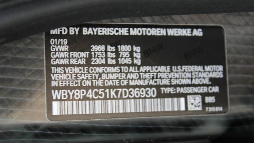 2019 BMW i3 WBY8P4C51K7D36930