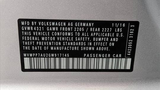 2016 Volkswagen e-Golf WVWPP7AU2GW917145