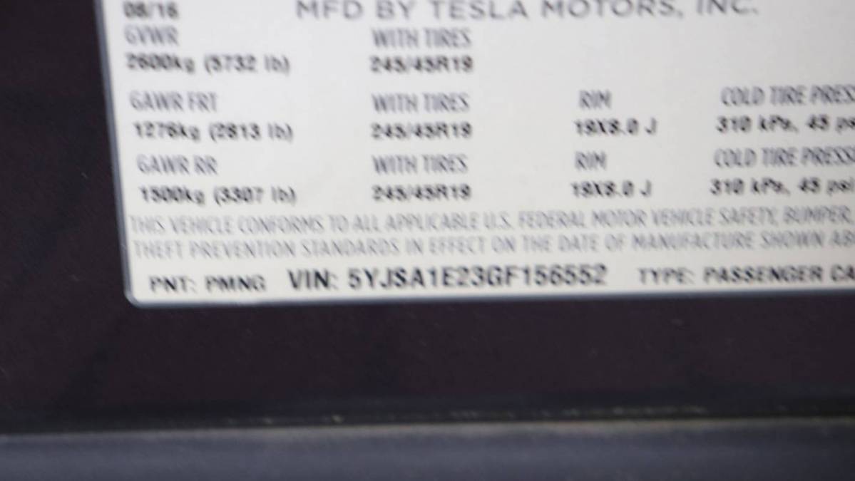 2016 Tesla Model S 5YJSA1E23GF156552