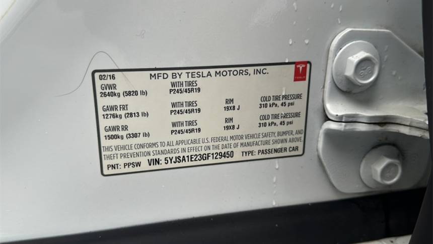 2016 Tesla Model S 5YJSA1E23GF129450