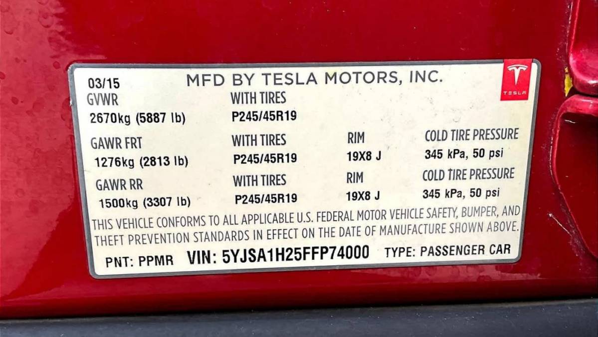 2015 Tesla Model S 5YJSA1H25FFP74000