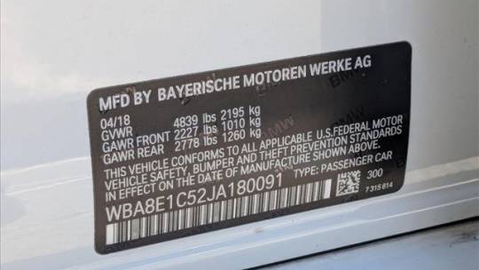 2018 BMW 3 Series WBA8E1C52JA180091