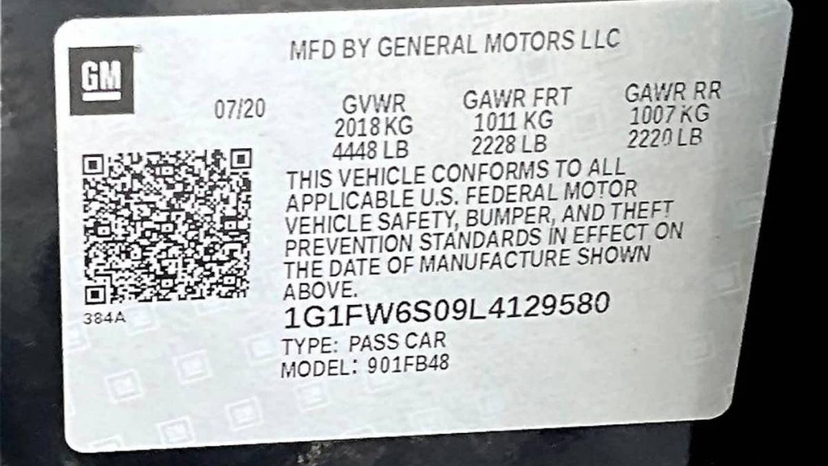 2020 Chevrolet Bolt 1G1FW6S09L4129580