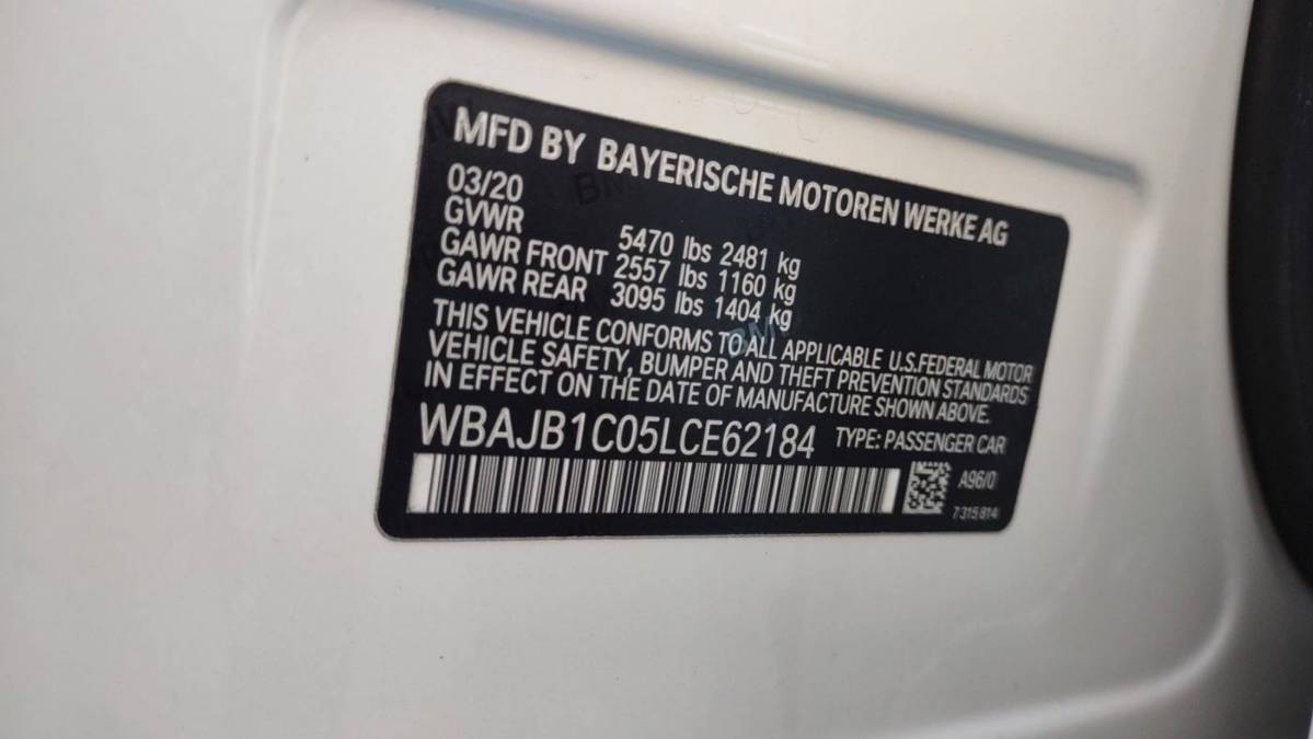 2020 BMW 5 Series WBAJB1C05LCE62184